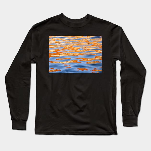 ORANGE, BLUE AND SILVER SHADES OF THE SUNSET ON THE WATER DESIGN Long Sleeve T-Shirt by SERENDIPITEE